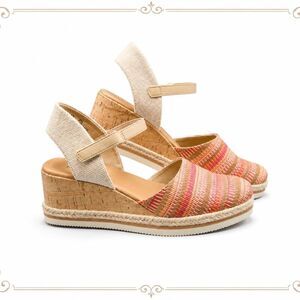 Baretraps Women's Pink Orange Tan Alycia Wedge Espadrilles